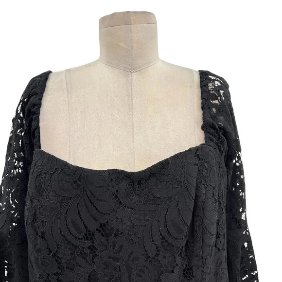 City Chic Mystic Lace Dress Black Bell Sleeve Sheath‎ Plus Size 18 - Picture 3 of 13